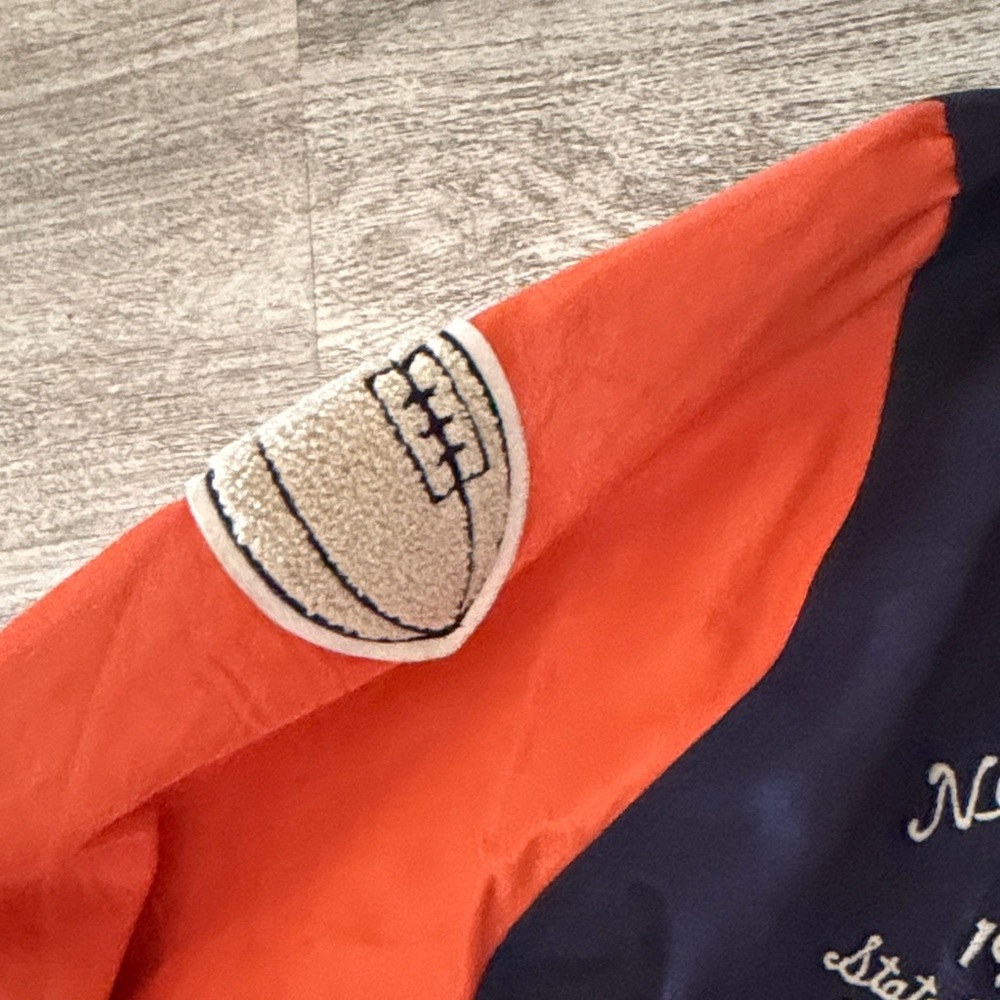 Polo by Ralph Lauren Navy and Orange Letterman Bomber Jacket - Picture 5 of 6